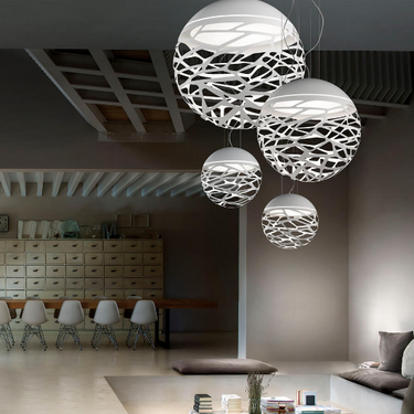 Modern LED hanging light fixture ideal for bedroom, dining room, and living room spaces