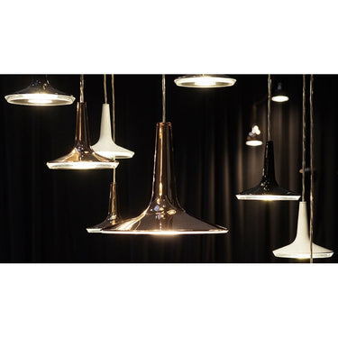 Designer Kin 478 LED suspension lamp in anodic bronze for minimalist interiors