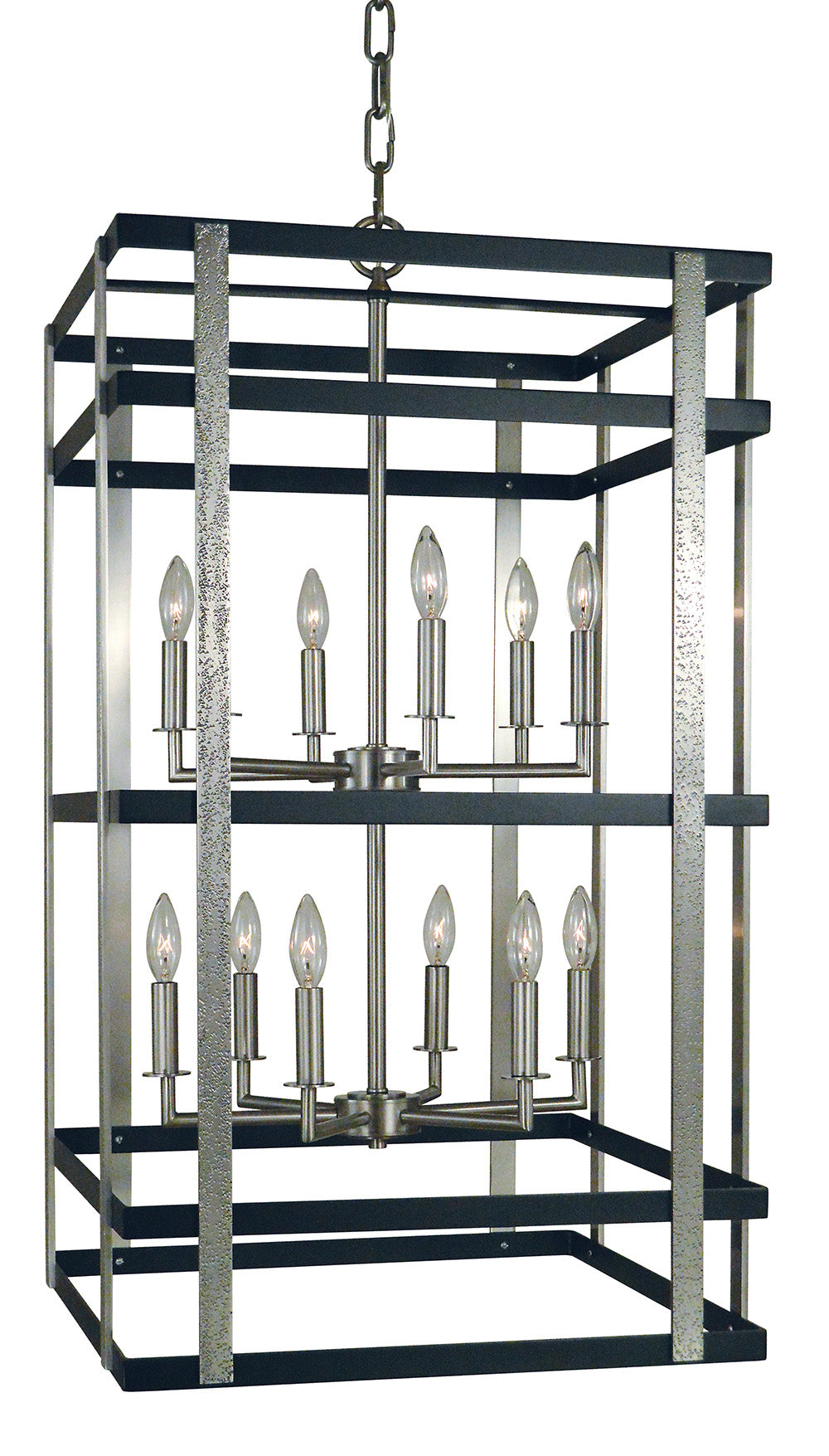 Framburg 12-Light Brushed Nickel Matte Black Montreaux Chandelier