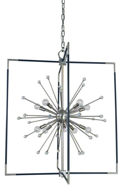 Framburg 10-Light Brushed Nickel Matte Black Zeta Chandelier