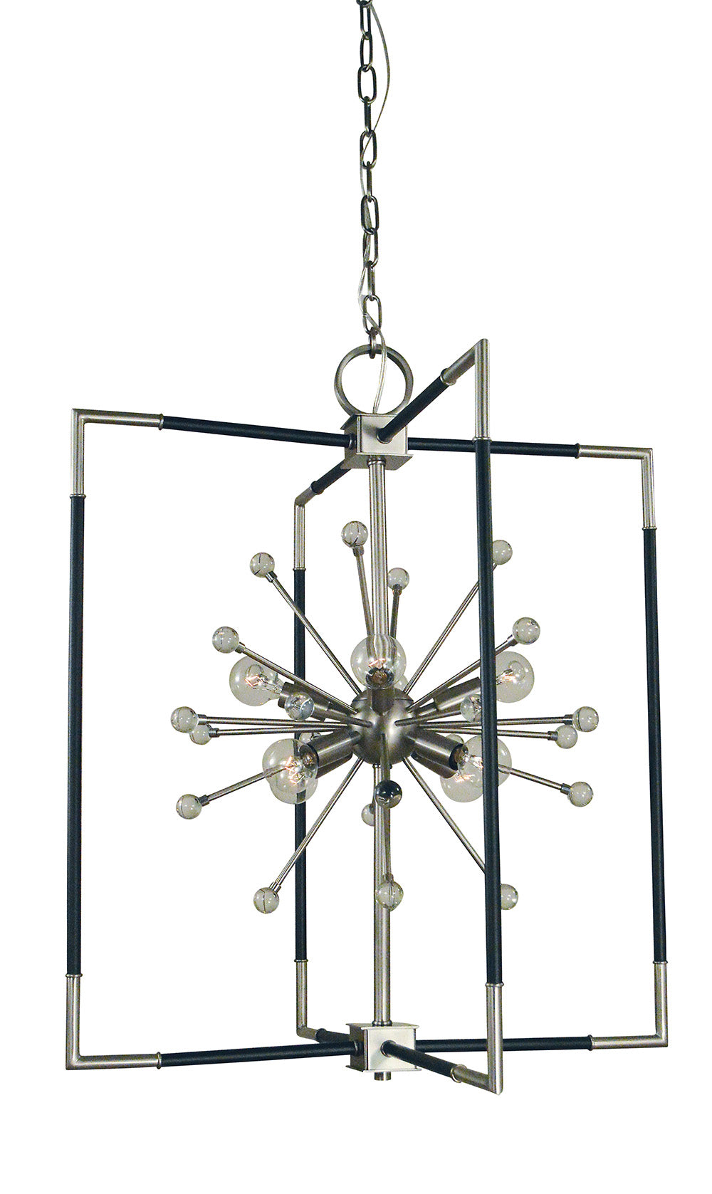 Framburg Zeta 8 - Light Brushed Nickel with Matte Black Accents Chandelier L1118 BN/MBLACK