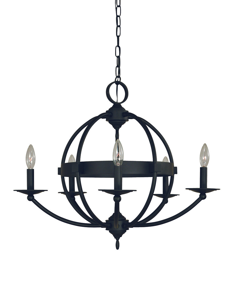 Framburg Aurora 5 - Light Matte Black Chandelier L1155 MBLACK