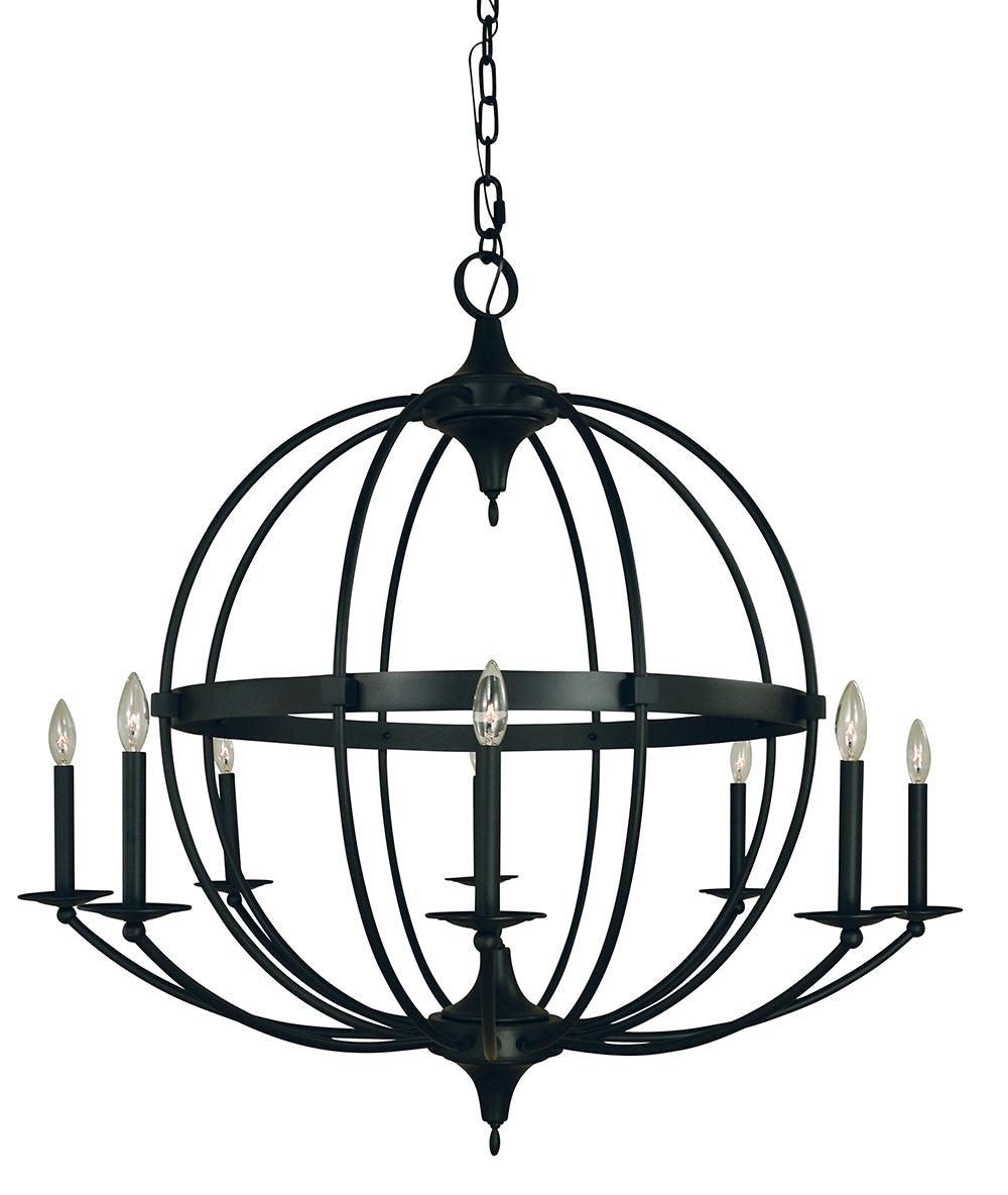 Framburg Aurora 8 - Light Matte Black Foyer Chandelier L1158 MBLACK