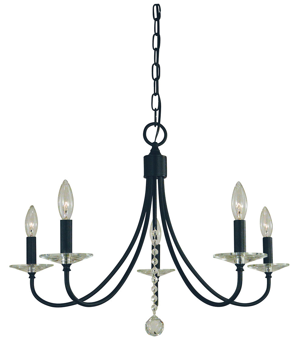 Framburg Ashley 5 - Light Matte Black Chandelier L1165 MBLACK