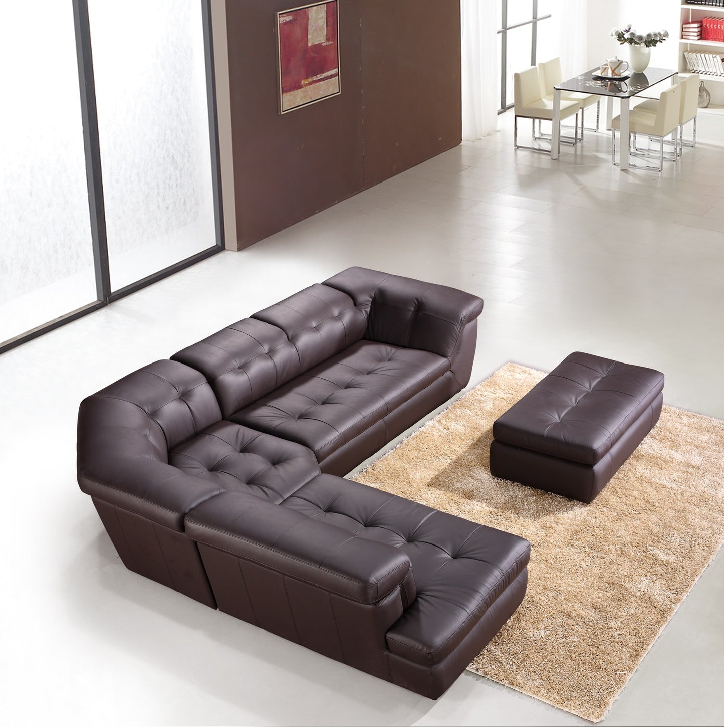 397 Italian Leather Sectional Sofa Chocolate Color LHF by JM