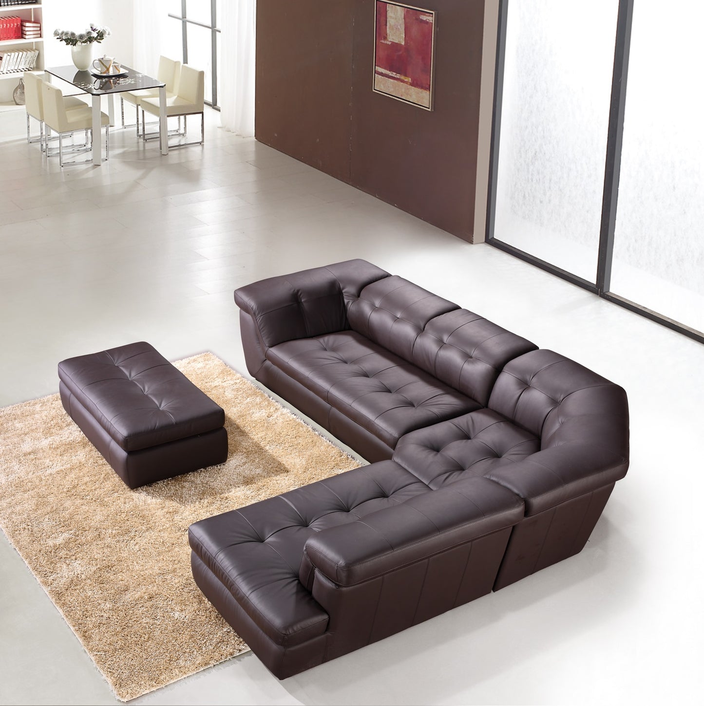 397 Italian Leather Sectional Sofa Chocolate Color RHF by JM
