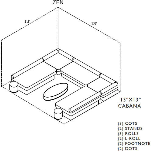 Zen-Club Now Instant Cabana | La-fete Design Furniture Dimensions