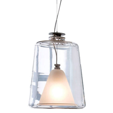 Elegant double bell-shaped Murano glass pendant lamp for dining areas and luxury interiors