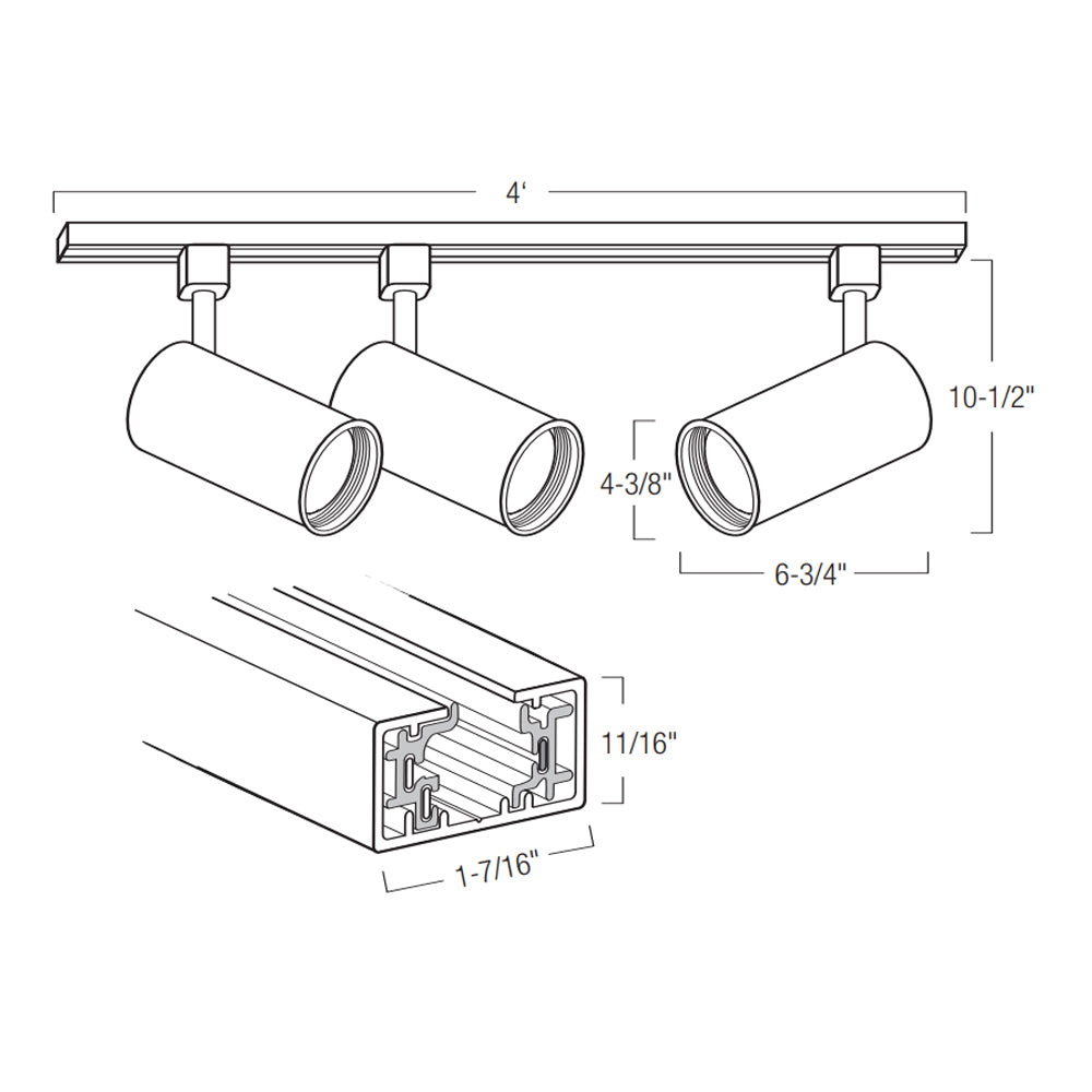 Nora Lighting Line Voltage Flat Back Cylinder Track Pack