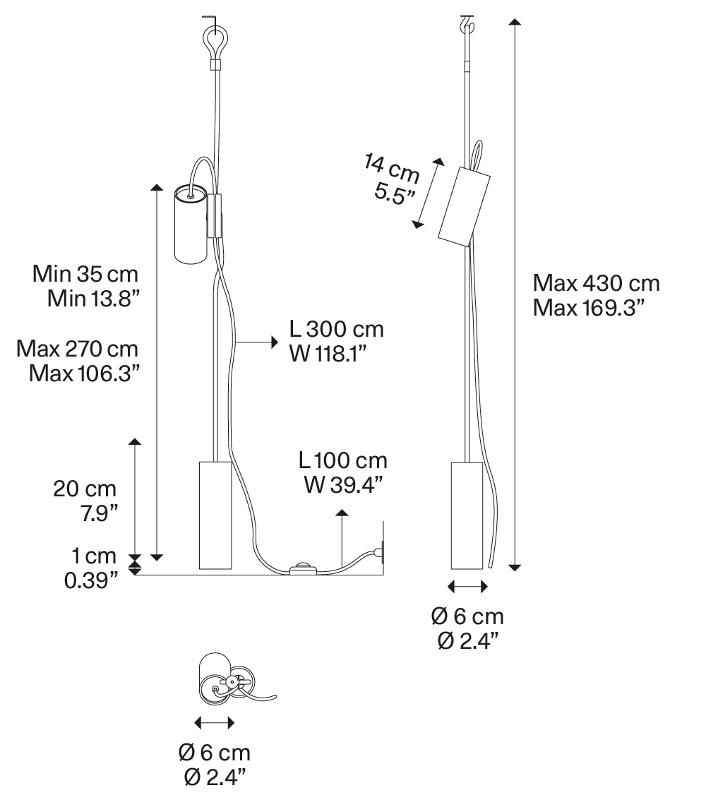 Lodes Cima Plug In Pendant Floor Lamp