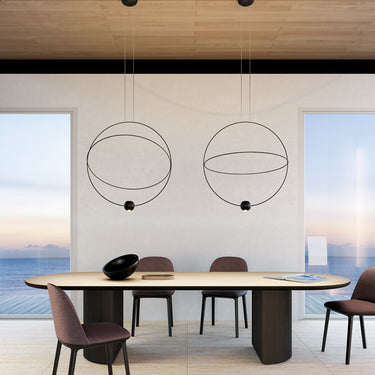 Geometric dimmable LED ceiling light fixture for dining rooms and hotel lobbies