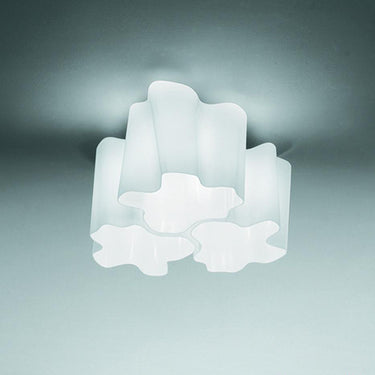 Modern ceiling light with satin glass diffuser by Artemide for bedroom, office, or hotel interior lighting