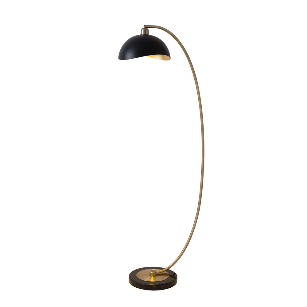 Luna Bella Chair Side Arc Lamp, Black Shade with Gold Leaf - Nova