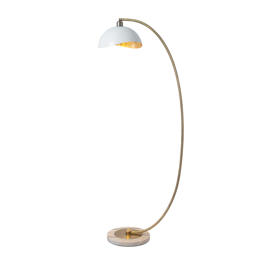 Luna Bella Chair Side Arc Lamp, White Shade with Gold Leaf - Nova