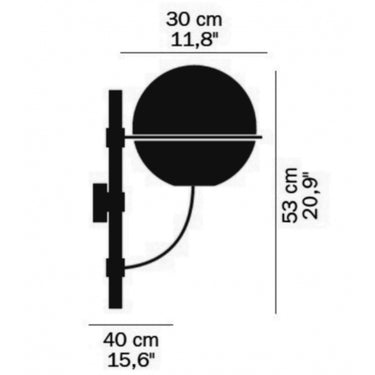Stylish black lacquered metal outdoor wall lamp with transparent polycarbonate globe