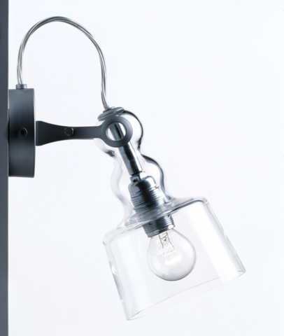 Acquaparete Clear Glass Wall Lamp of Produzione Privata