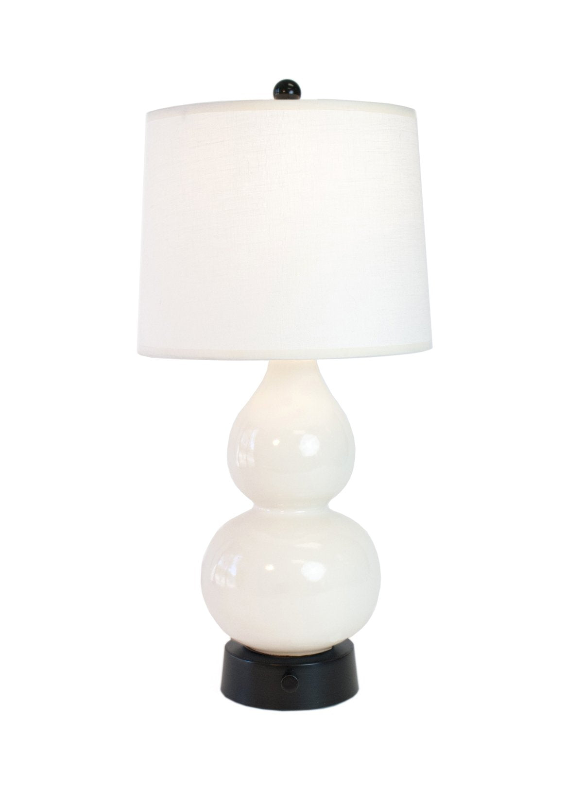 Modern Lantern Norma Jean Ivory Ceramic Mini Cordless Lamp on Black