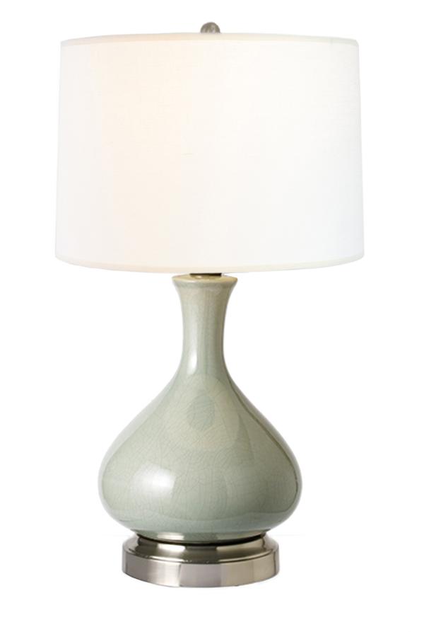 Modern Lantern Bartlett Celadon on Brushed Nickel Cordless Lamp