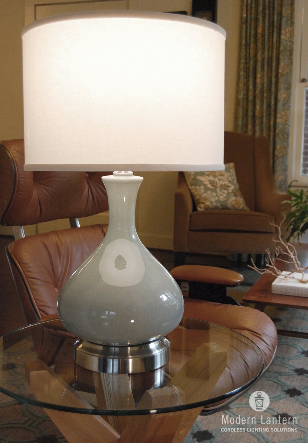 Modern Lantern Bartlett Cordless Lamp in Celadon