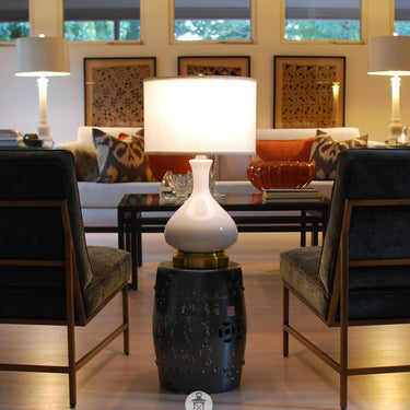 Bartlett Ivory Antique Brass Cordless Lamp for living room decor