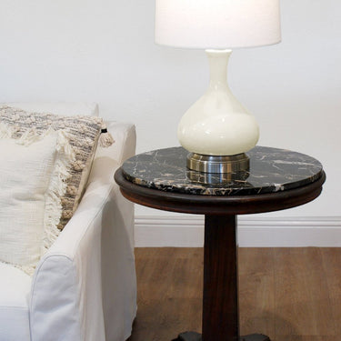 Modern Lantern Bartlett Cordless Lamp in Ivory and Nickel Finish