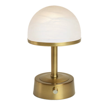 Mini Art Deco Cordless Lamp Antique Brass on side table