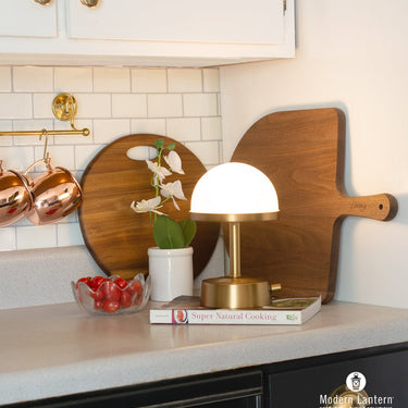 Elegant Mini Art Deco Cordless Lamp in Antique Brass finish