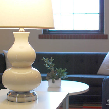 Marilyn Ivory on Nickel Cordless Lamp showcasing its wireless design