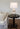 Modern Lantern Marilyn Ivory on Nickel Cordless Lamp in living room setting