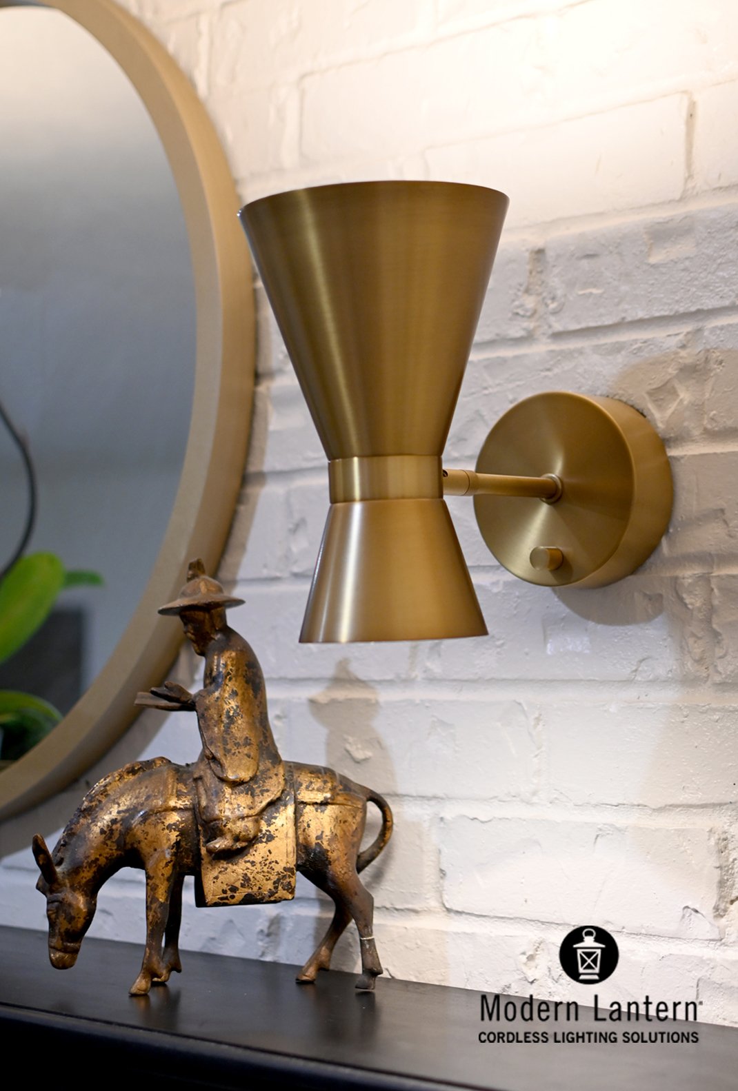 Antique Brass Home Lighting | Cordless Wall Sconce