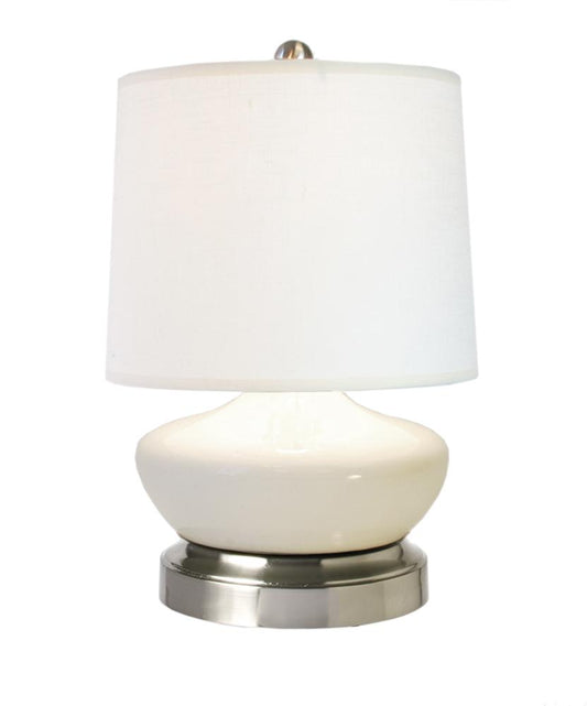 Ivory Nickel Small Cordless Lamp