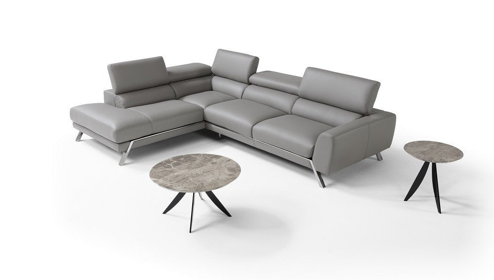 Mood Grey Leather Sectional Sofa LHF by JM