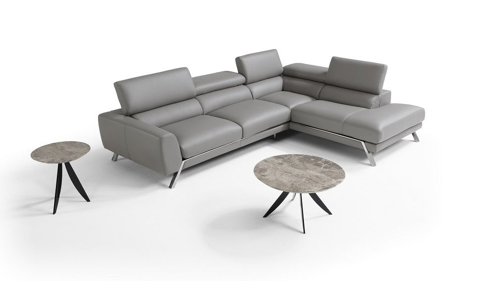 Mood Grey Leather Sectional Sofa RHF by JM