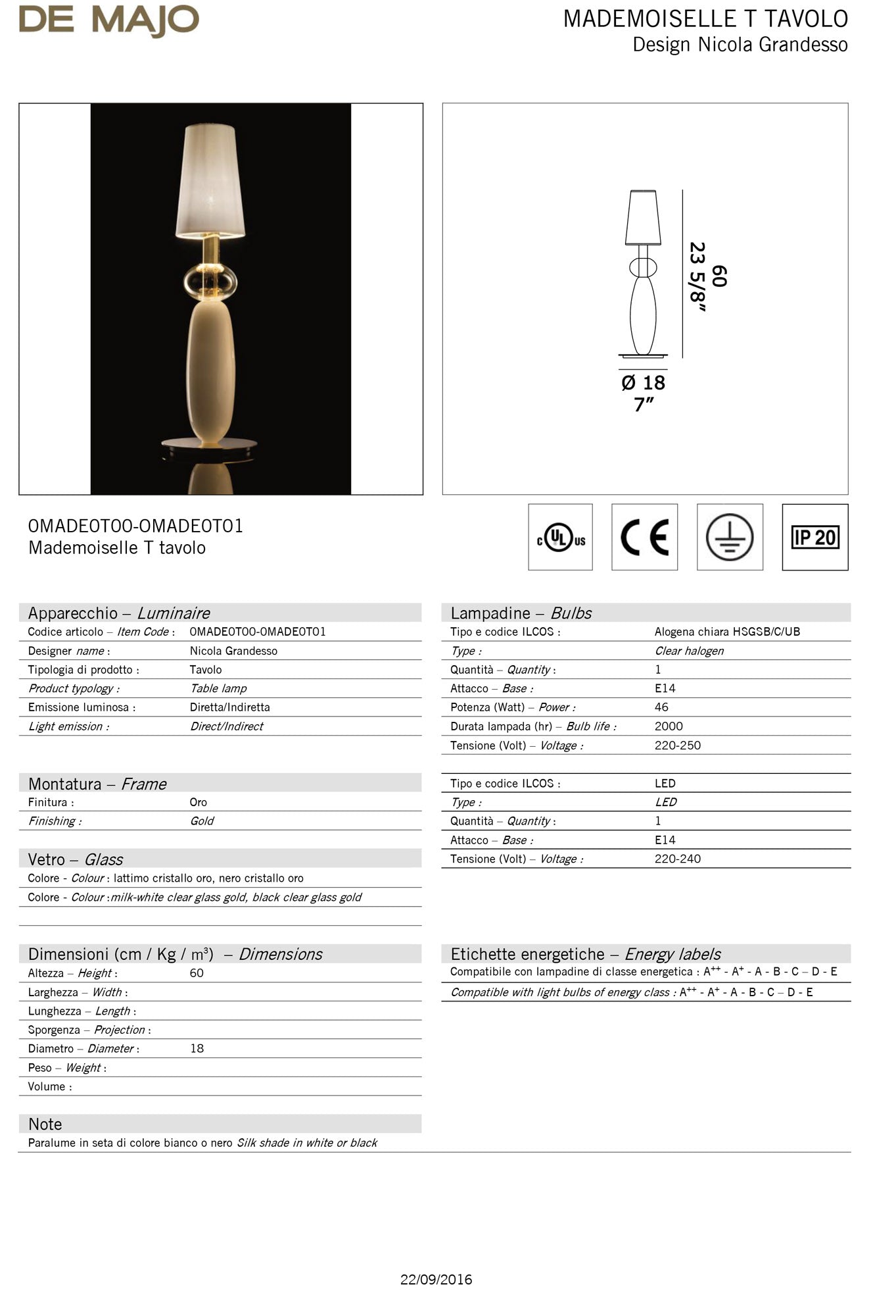 De Majo Mademoiselle Table Lamp