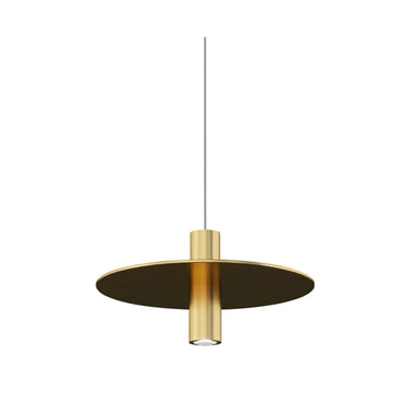 Modern low voltage LED natural brass pendant light with circular ring form, Mini Ponte by Visual Comfort for contemporary interiors