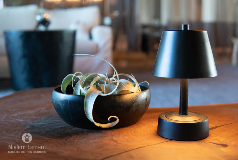 Modern Lantern Mini Metal Indoor/Outdoor Cordless Lamp - Black