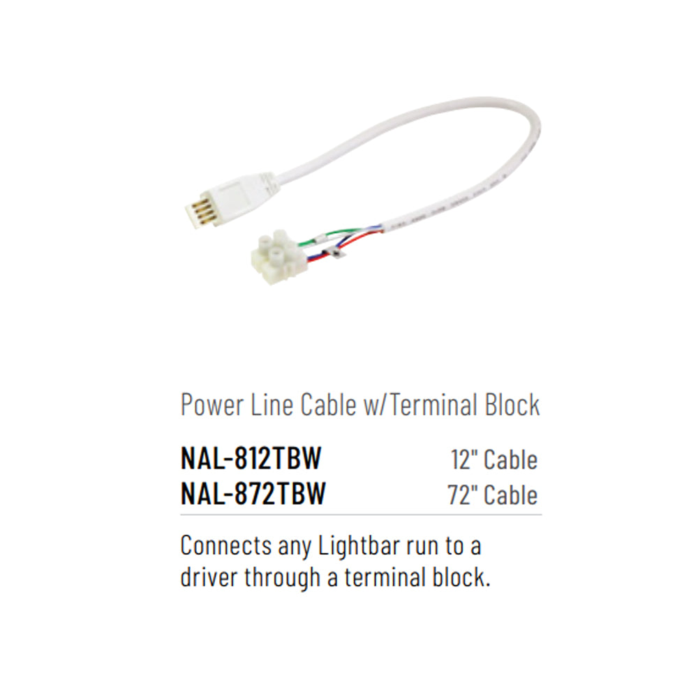 Nora Lighting 12" SILK SBC Power Line Cable Interconnector w/Terminal Block
