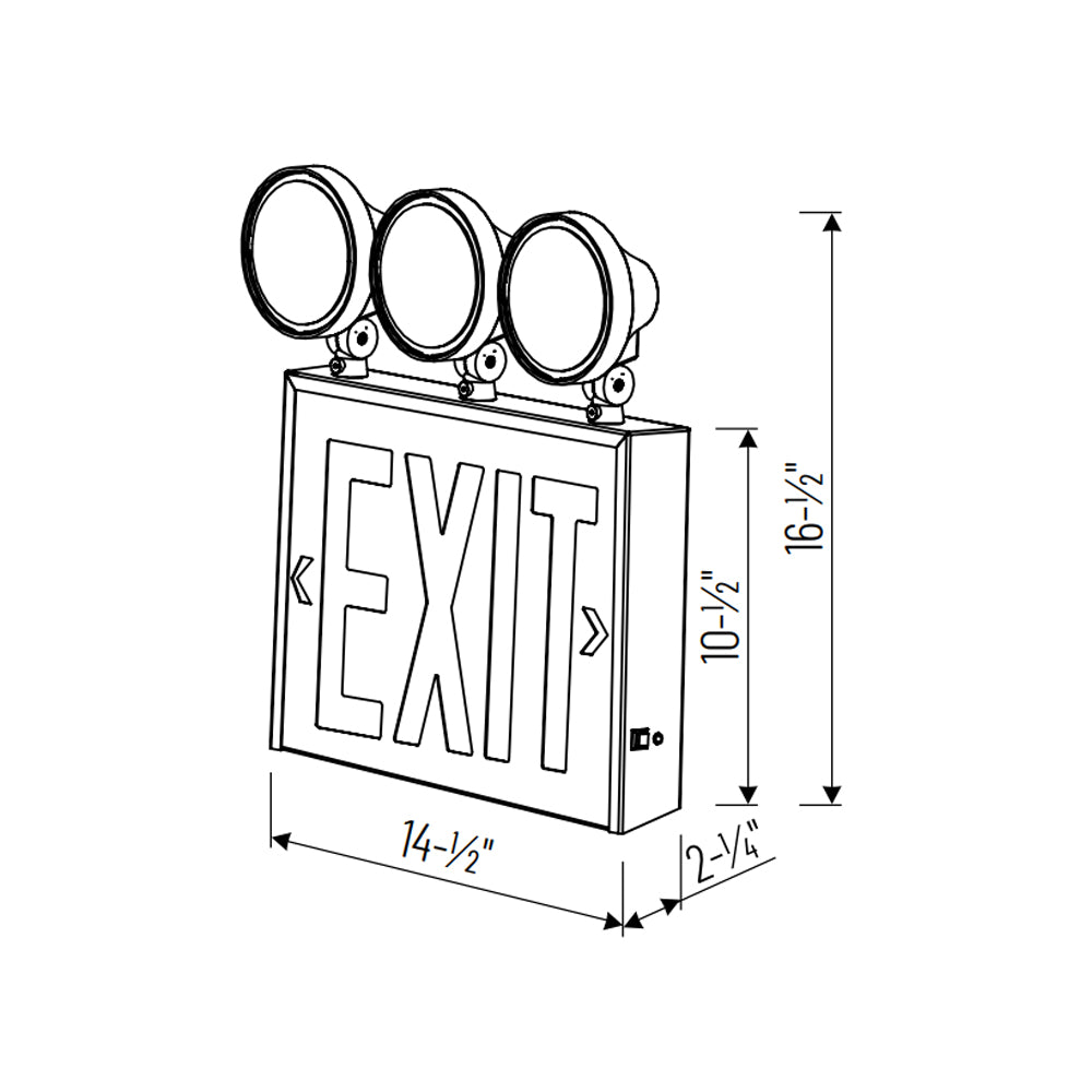 Nora Lighting NEX-751-LED NY Approved LED Exit Emergency Combo Unit, Heavy Duty Steel Case