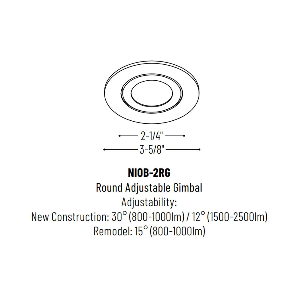 Nora Lighting 2" Iolite, Round Adjustable Gimbal 2700K