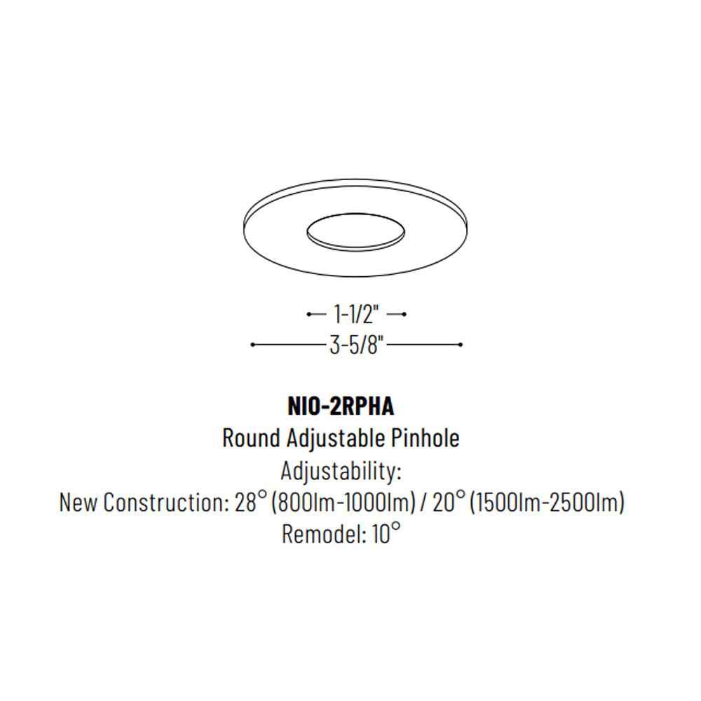 Nora Lighting 2" Iolite, Round Adjustable Pinhole