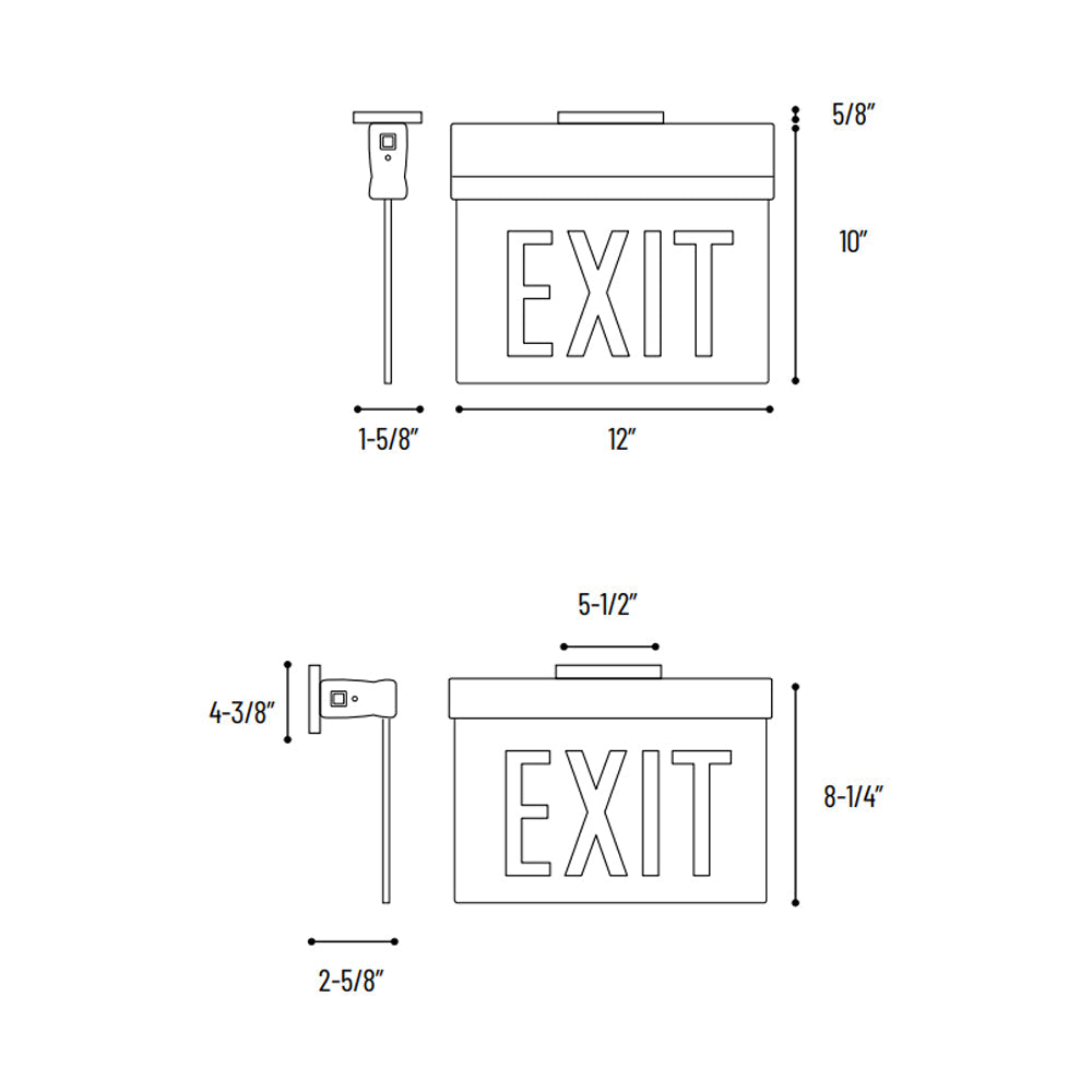 Nora Lighting NX-811-LED Surface Adjustable LED Edge-Lit Exit Sign, 2-Circuit