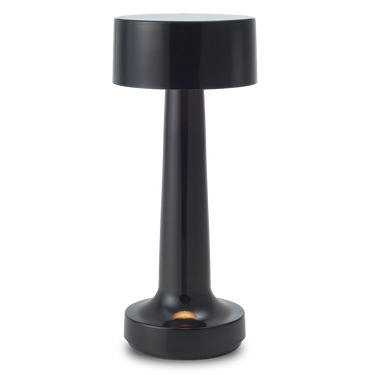 Black aluminum Cooee 2C lamp, cordless design, ambient light for living room, side profile