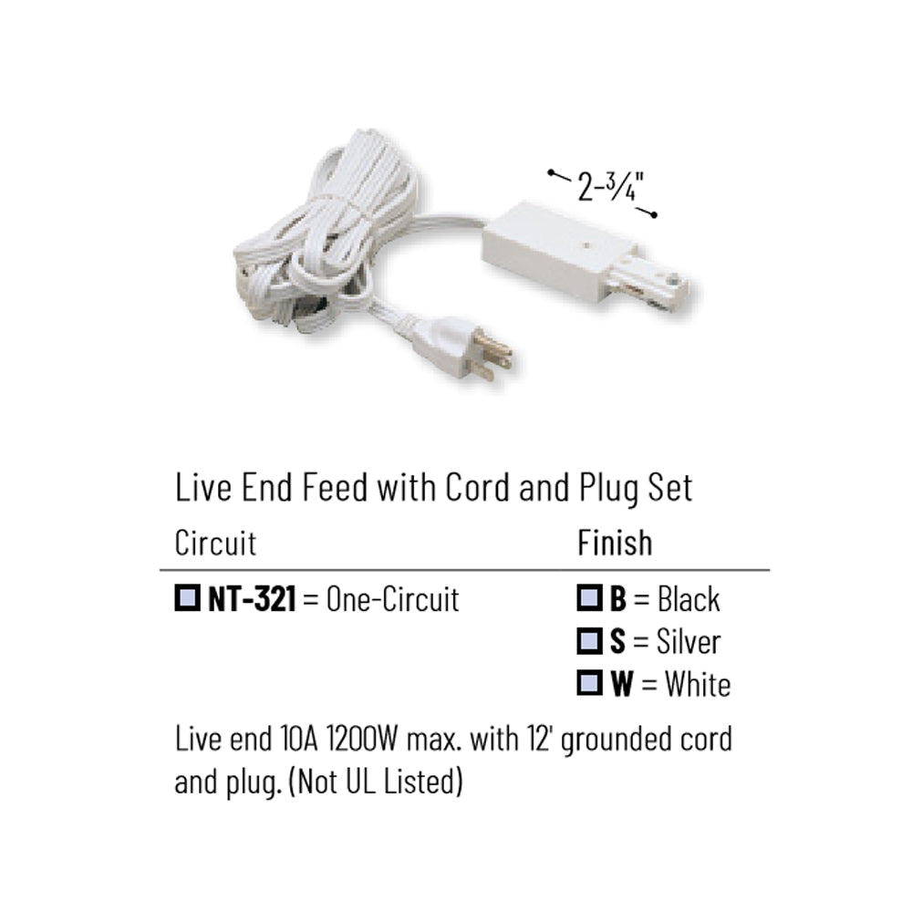 Nora Lighting One-Circuit Track, Cord and Plug Set