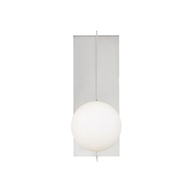 Mid-century modern polished nickel LED wall sconce by Visual Comfort Modern with frosted glass globe shade