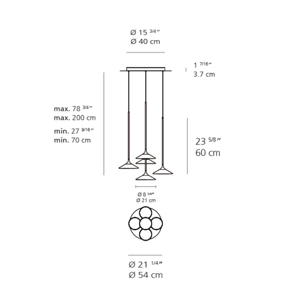 Artemide Orsa 21 Chandelier 5X7W Chandelier