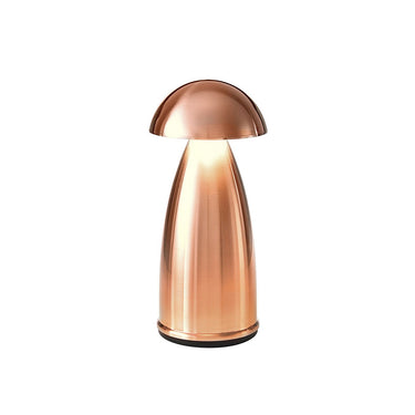 Rechargeable Neoz Owl 1 lamp, lacquered copper finish, portable designer lighting for commercial venues, cordless.