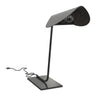 Contemporary bronze metal table lamp by Oluce with folded feather-inspired shade design
