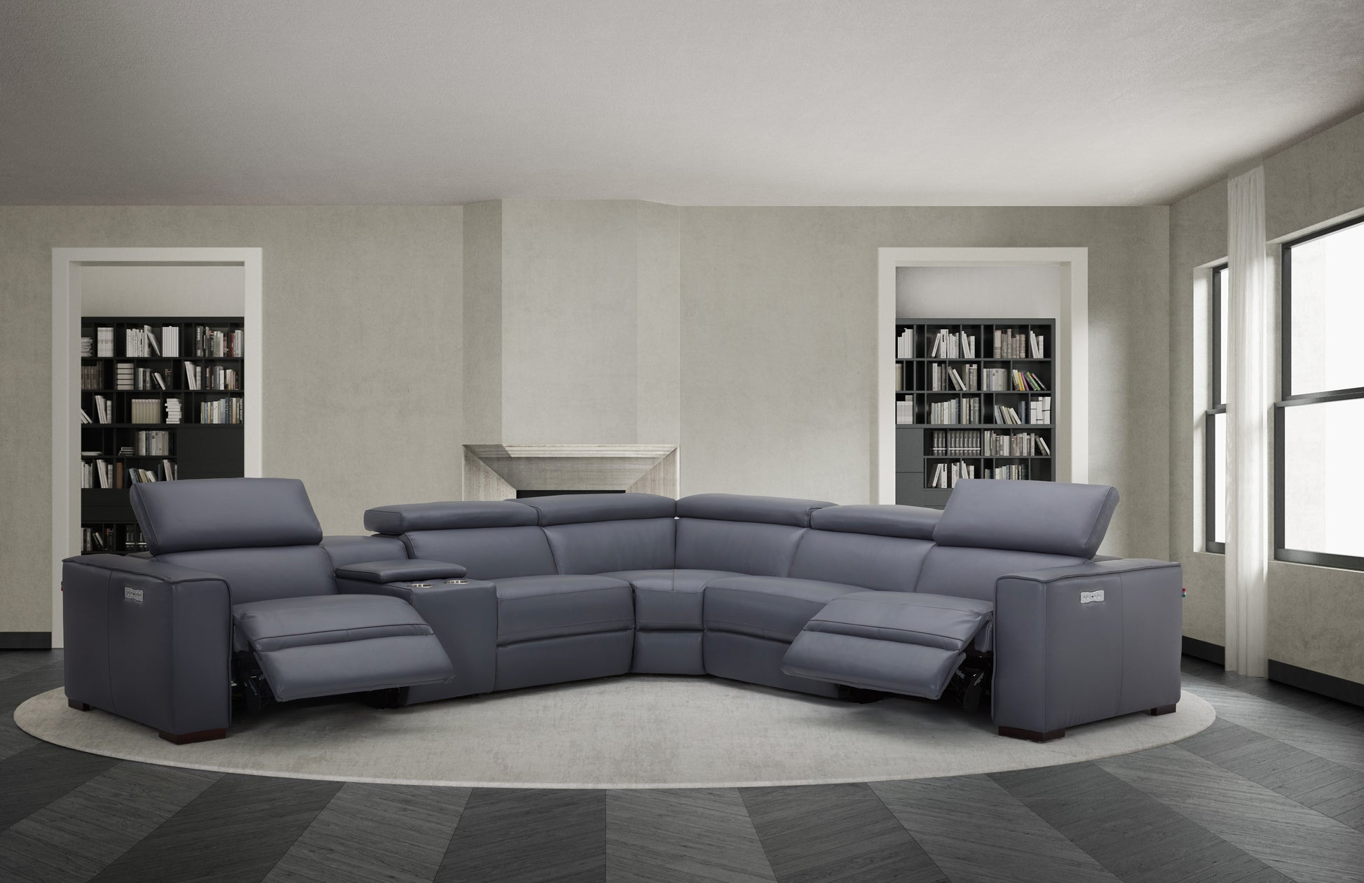 Picasso Motion Sectional Sofa Blue Grey by JM
