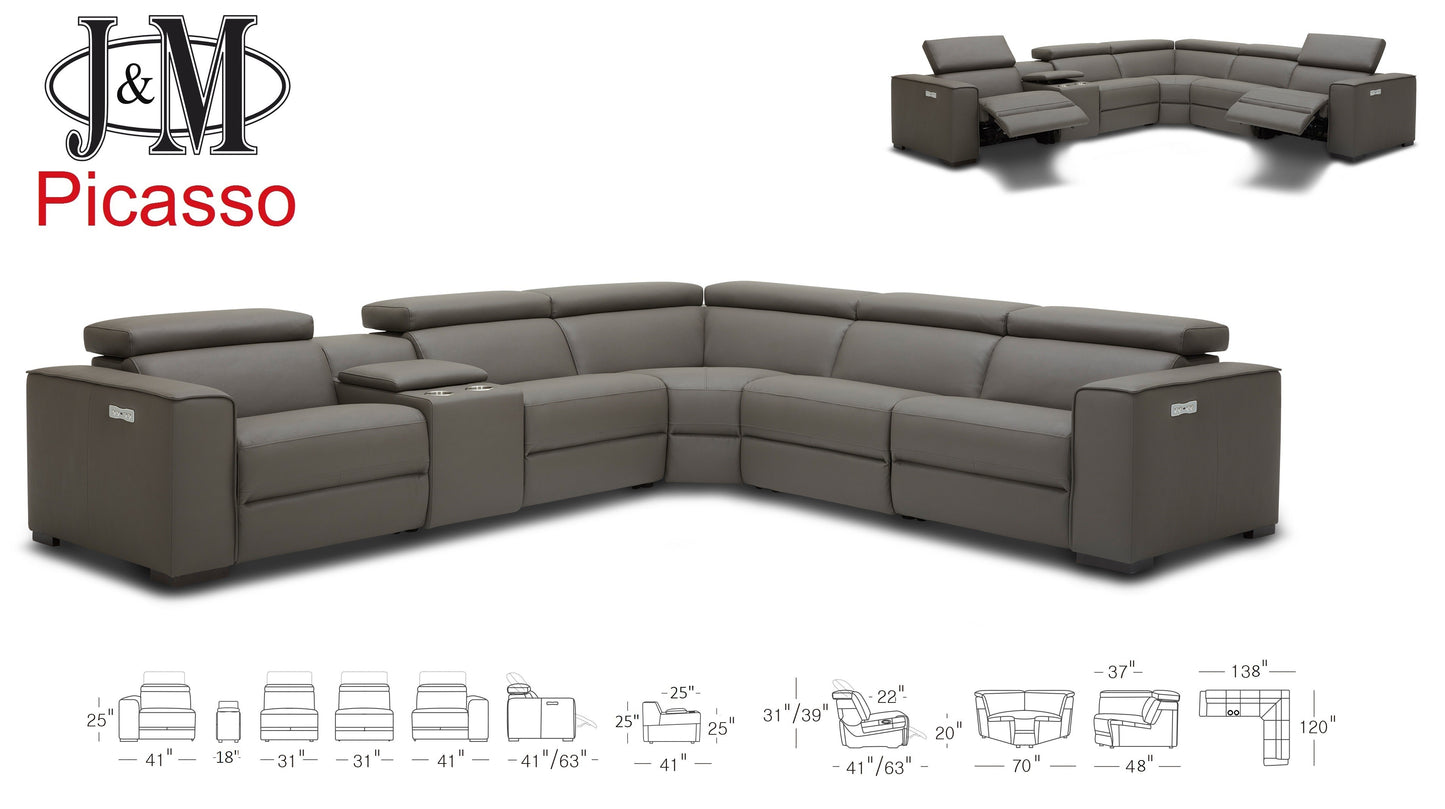 Picasso Motion Sectional Sofa Dark Grey by JM