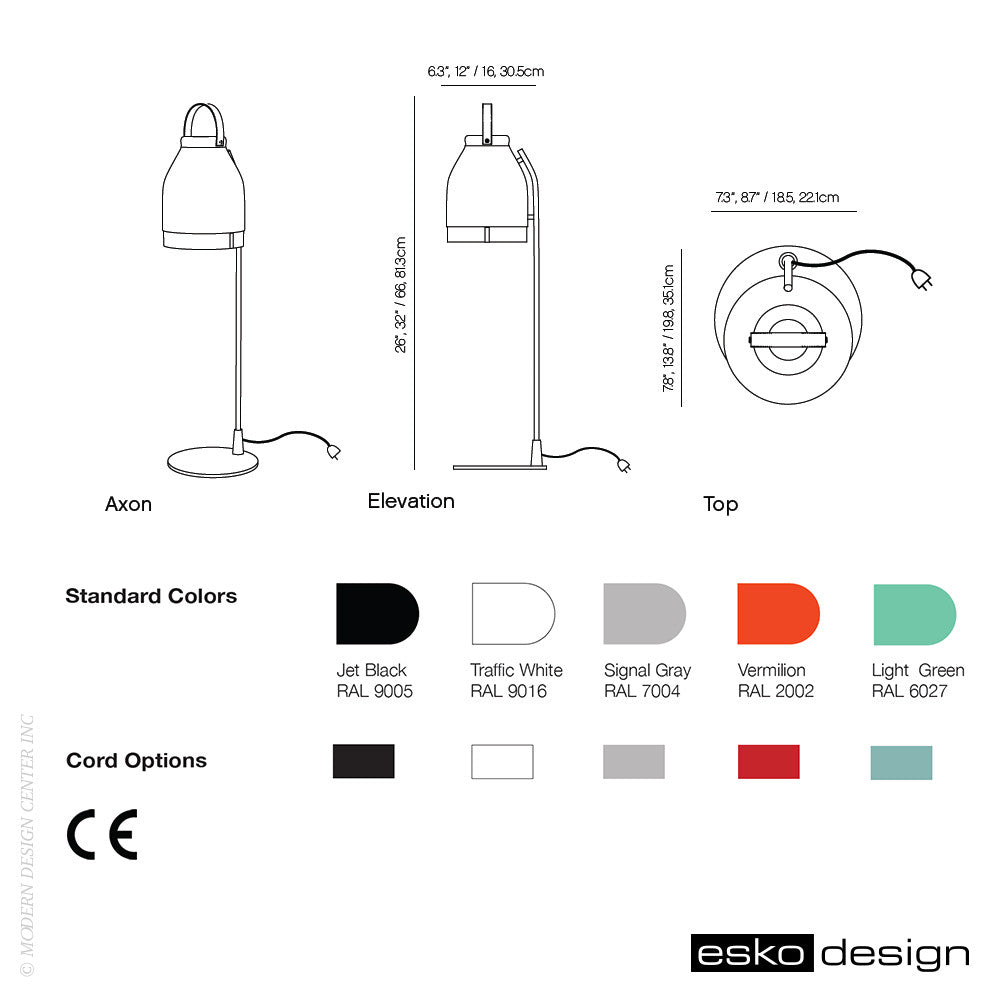 Cowbelle Desk Lamp Jet Black by Esko Design | Esko Design | LoftModern